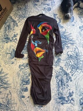 Black Graphic Bodycon Dress with Colorful Face Print